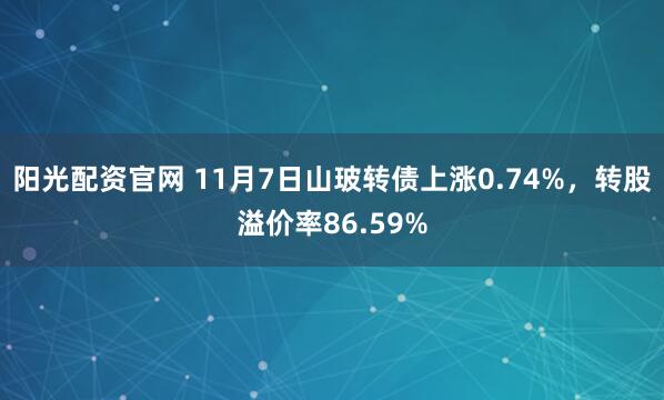 阳光配资官网 11月7日山玻转债上涨0.74%，转股溢价率86.59%